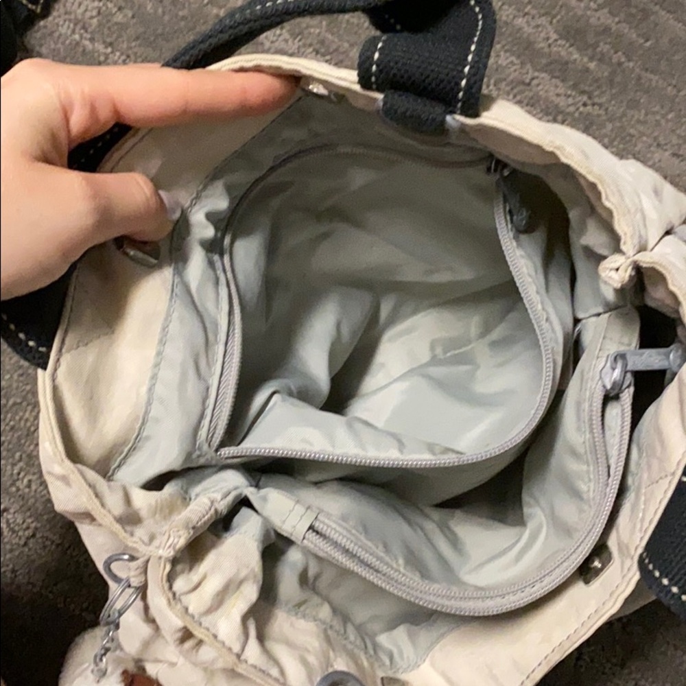 Women Kipling vintage cream and black tote bag with monkey attached - Picture 4 of 8